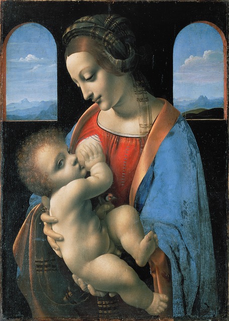 Megelė Marija žindo kūdikį